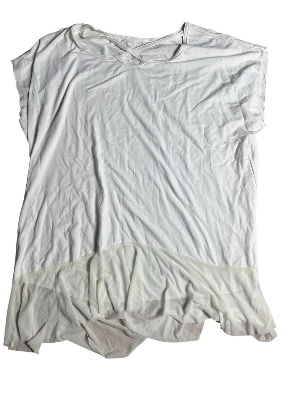 Laura Hlavac XL White Tunic Scoop Neck Cap Sleeve Sheer Hem Lightweight Casual